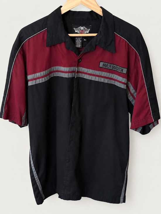 Harley-Davidson Other - Harley-Davidson Black/Burgundy/Gray Short Sleeve Button-up.